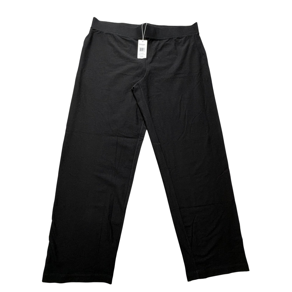 Eileen Fisher Jersey Dress Pants Womens XL Black Straight Leg Pull On Stretch
